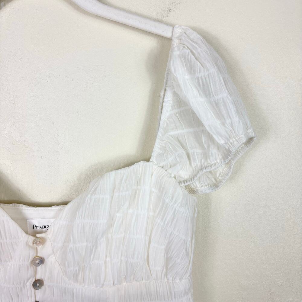 Revolve Privacy Please White Button Front Puff Sl… - image 4